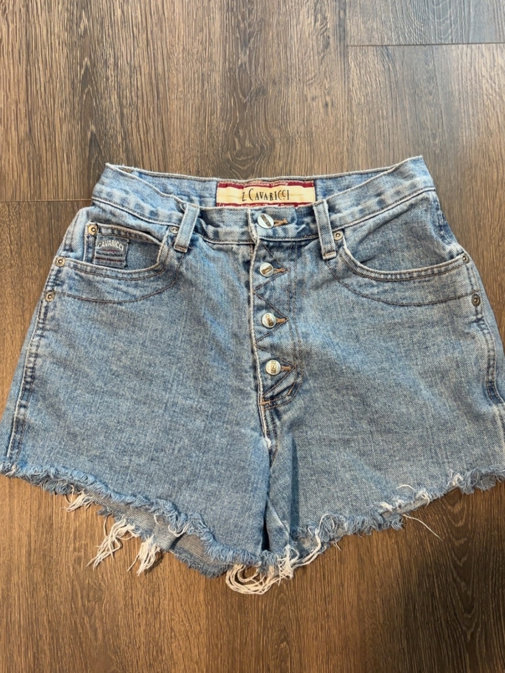 Vintage Z. Cavaricci Light Blue Denim Button Fly Carpenter loop shorts size 26